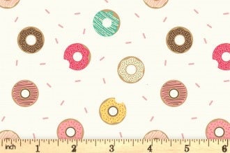 Lewis & Irene Small Things Sweet Fabric Collection Doughnuts on Cream Premium 100% Cotton Quilt Shop Quality Fabrics