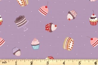 Lewis & Irene Small Things Sweet Fabric Collection Cakes on Warm Thistle Premium 100% Cotton Quilt Shop Quality Fabrics