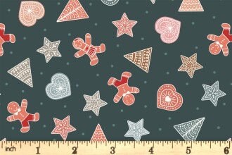 LAST BOLT! Lewis & Irene Gingerbread Season Fabric Collection Gingerbread Shapes on Dark Premium 100% Cotton Quilt Shop Quality Fabrics