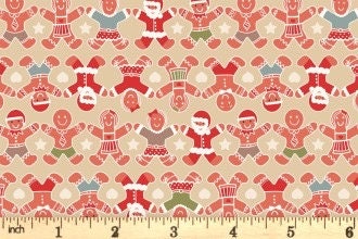 LAST BOLT!! Lewis & Irene Gingerbread Season Fabric Collection Gingerbread People on Butterscotch Premium 100% Cotton Fabrics