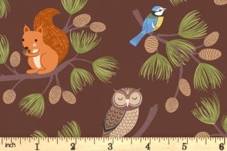 LAST BOLT! Lewis & Irene Evergreen Fabric Collection Pine Cone Branches on Dark Brown Premium 100% Cotton Quilt Shop Quality Fabrics