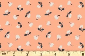 Lewis & Irene Folk Floral Fabric Collection Little Flowers on Peach Premium 100% Cotton Quilt Shop Quality Fabrics