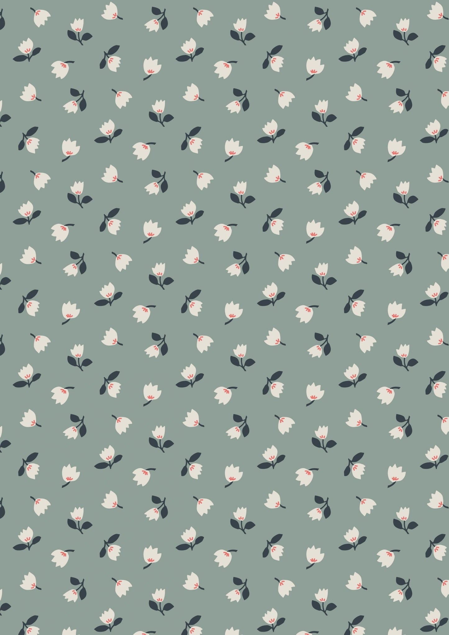 Lewis & Irene Folk Floral Fabric Collection Little Flowers on Iced Sage Premium 100% Cotton Quilt Shop Quality Fabrics