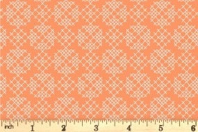 Lewis & Irene Folk Floral Fabric Collection Cross Stitch on Autumn Orange Premium 100% Cotton Quilt Shop Quality Fabrics