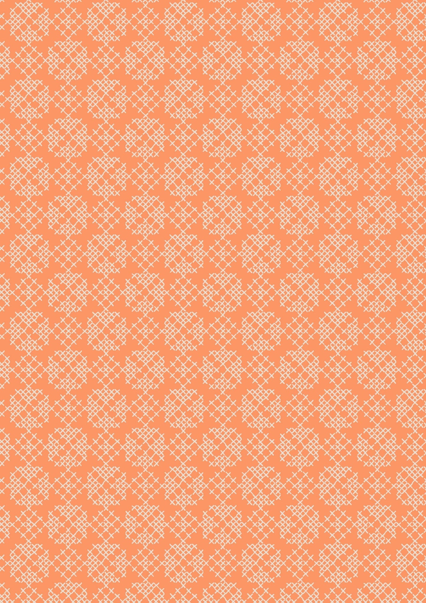 Lewis & Irene Folk Floral Fabric Collection Cross Stitch on Autumn Orange Premium 100% Cotton Quilt Shop Quality Fabrics