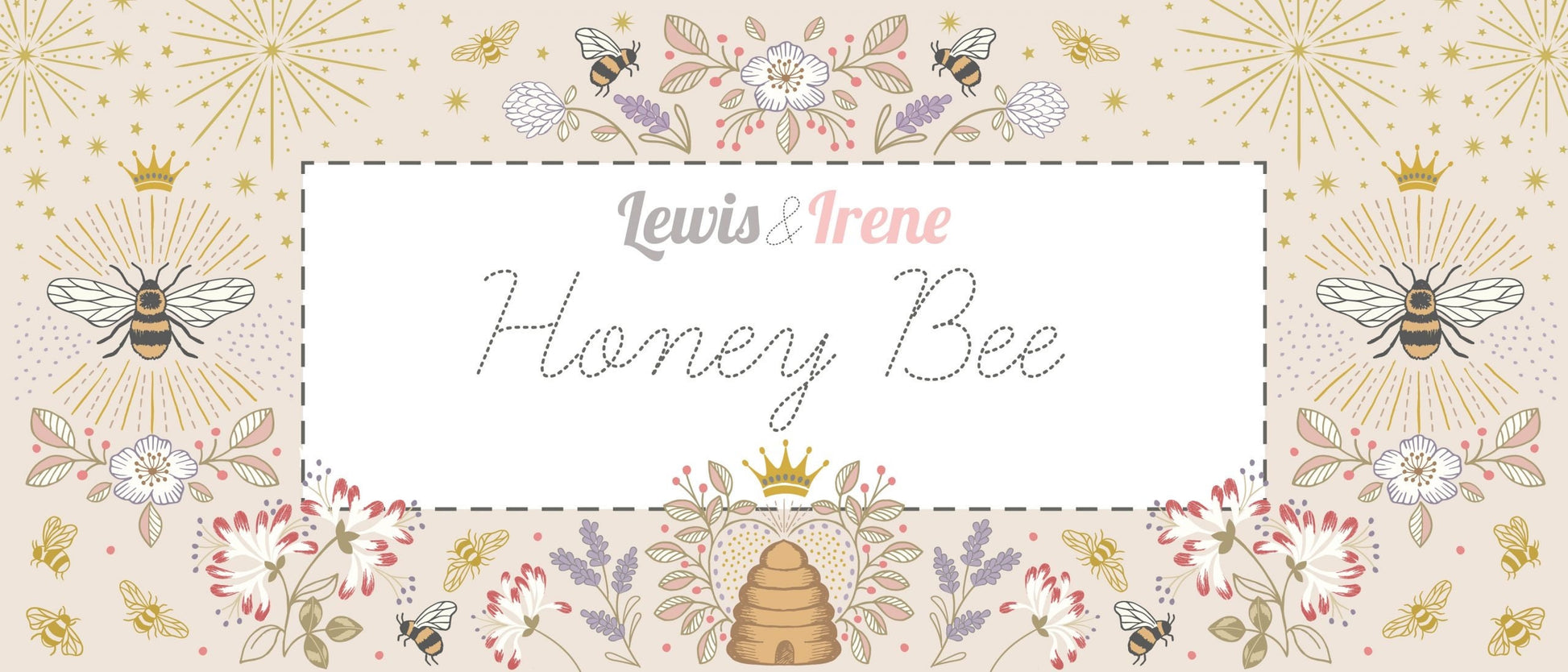 LAST BOLT! Lewis & Irene Honey Bee Fabric Collection Leaves on Dark Cream Premium 100% Cotton Quilt Shop Quality Fabrics