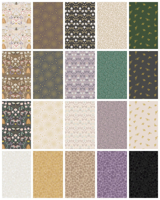 LAST RESTOCK! Lewis & Irene Honey Bee Fabric Collection 20 Piece Fat Quarter Bundle (No Repeats) Premium 100% Cotton Fabrics