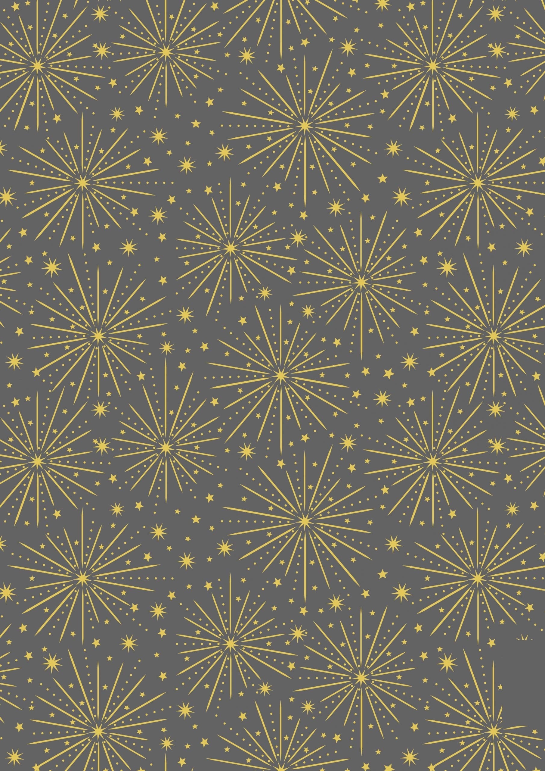 LAST BOLT! Lewis & Irene Honey Bee Fabric Collection Starburst with Gold Metallic on Dark Grey Premium 100% Cotton Fabrics