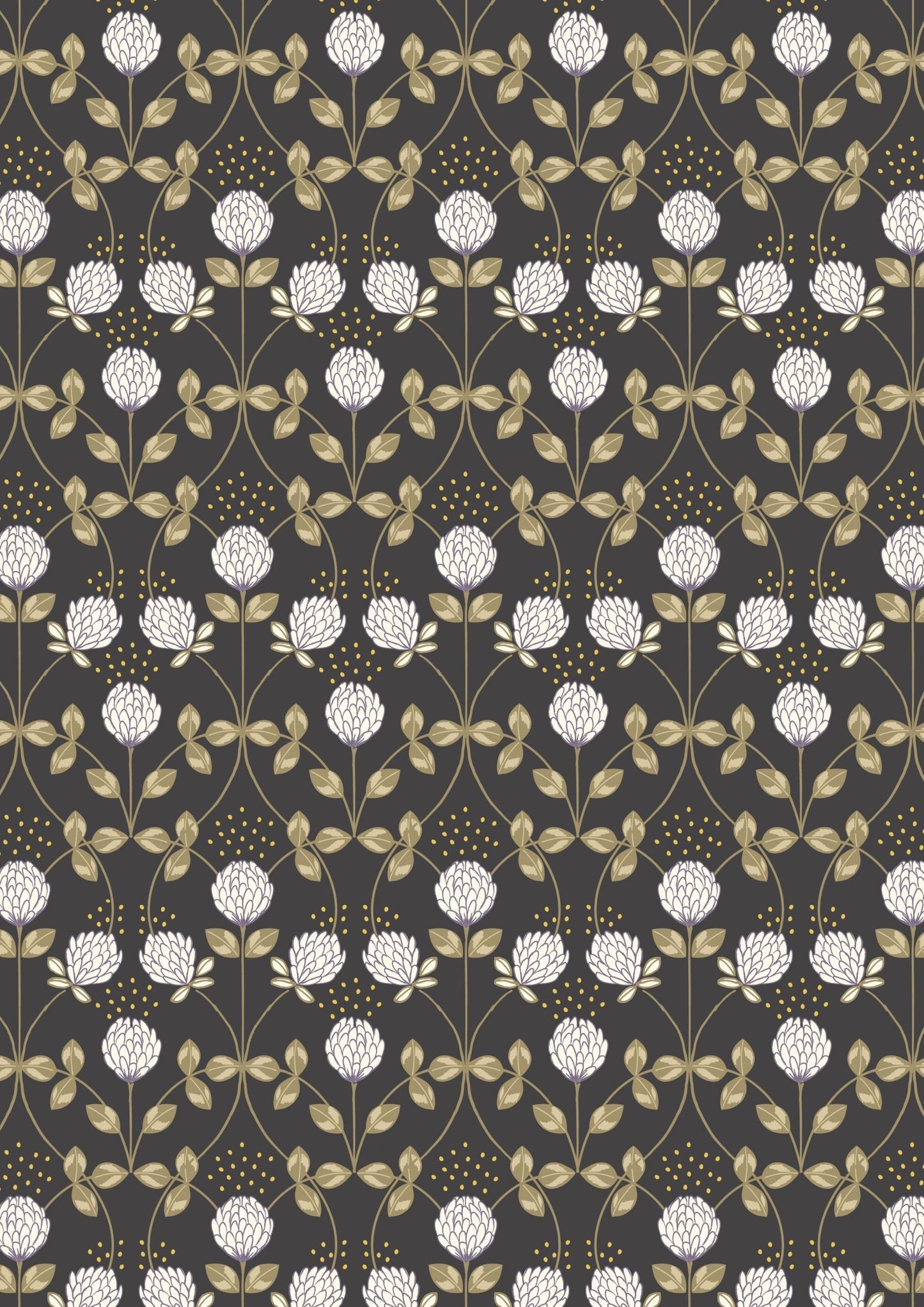 LAST BOLT! Lewis & Irene Honey Bee Fabric Collection Clover with Gold Metallic on Charcoal Premium 100% Cotton Quilt Shop Quality Fabrics