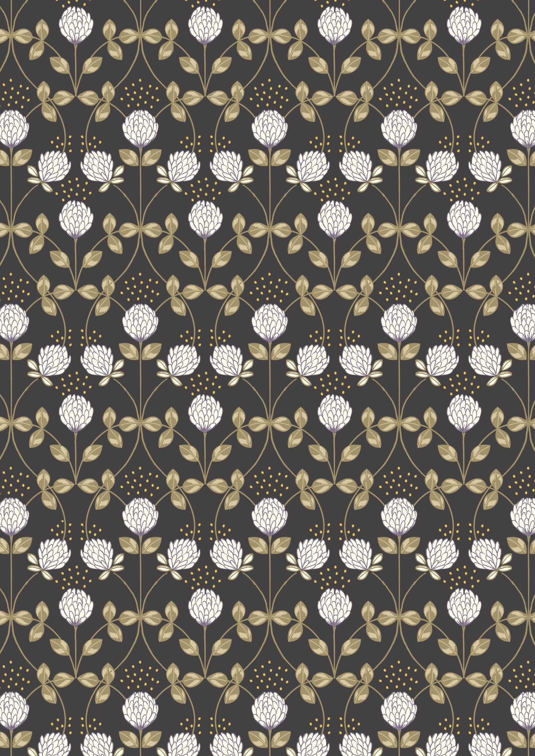 LAST BOLT! Lewis & Irene Honey Bee Fabric Collection Clover with Gold Metallic on Charcoal Premium 100% Cotton Quilt Shop Quality Fabrics