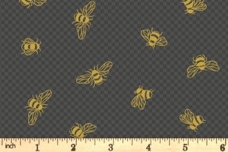 LAST BOLT! Lewis & Irene Honey Bee Fabric Collection Bees with Gold Metallic on Charcoal Premium 100% Cotton Quilt Shop Quality Fabrics