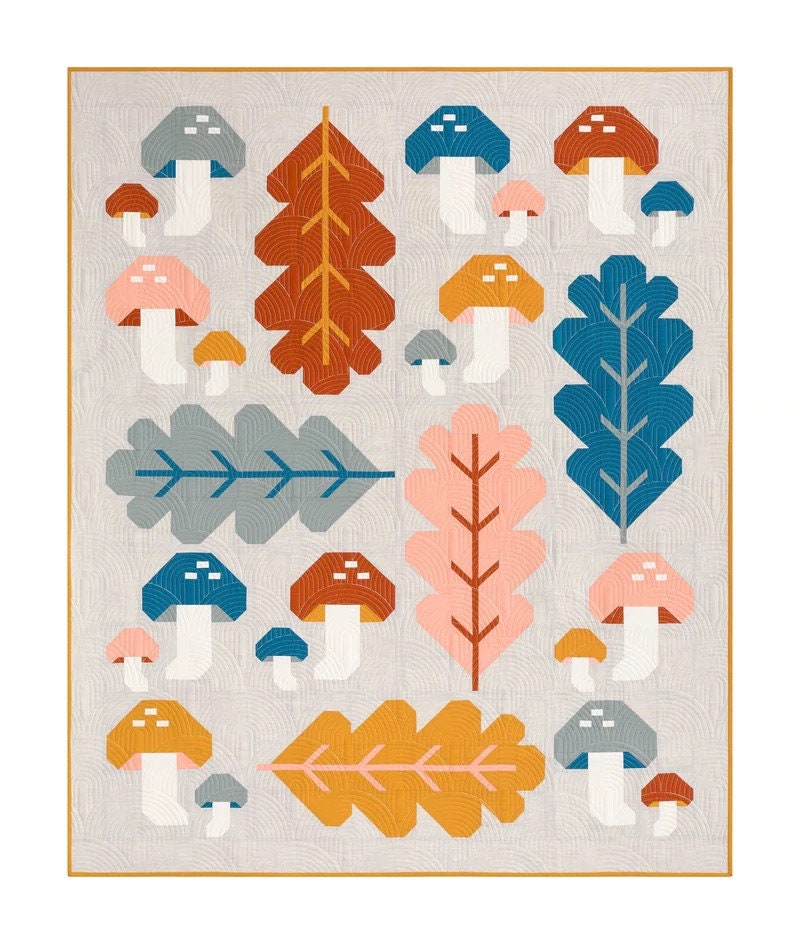 Pen + Paper Patterns Forest Fungi Quilt Pattern - 2 Size Variations Per Pattern (Optional Fineline Glue Tip Applicators)