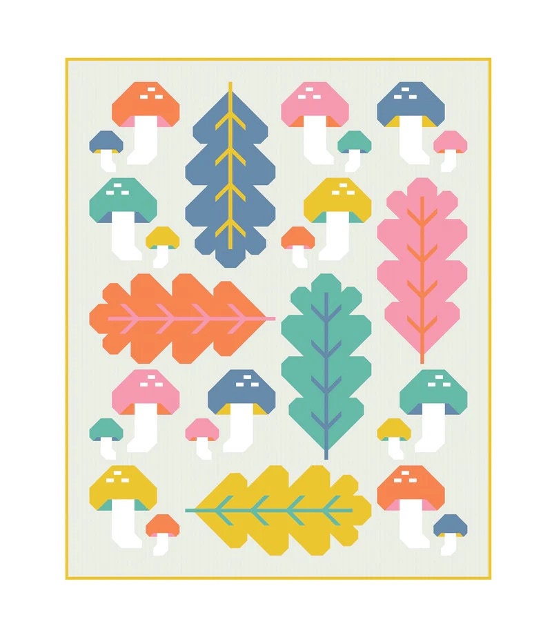 Pen + Paper Patterns Forest Fungi Quilt Pattern - 2 Size Variations Per Pattern (Optional Fineline Glue Tip Applicators)