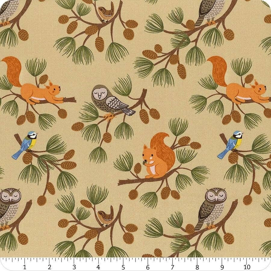 LAST BOLT! Lewis & Irene Evergreen Fabric Collection Pine Cone Branches on Beige Premium 100% Cotton Quilt Shop Quality Fabrics