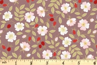 LAST BOLT! Lewis & Irene Evergreen Fabric Collection Dog Rose on Soft Brown Premium 100% Cotton Quilt Shop Quality Fabrics