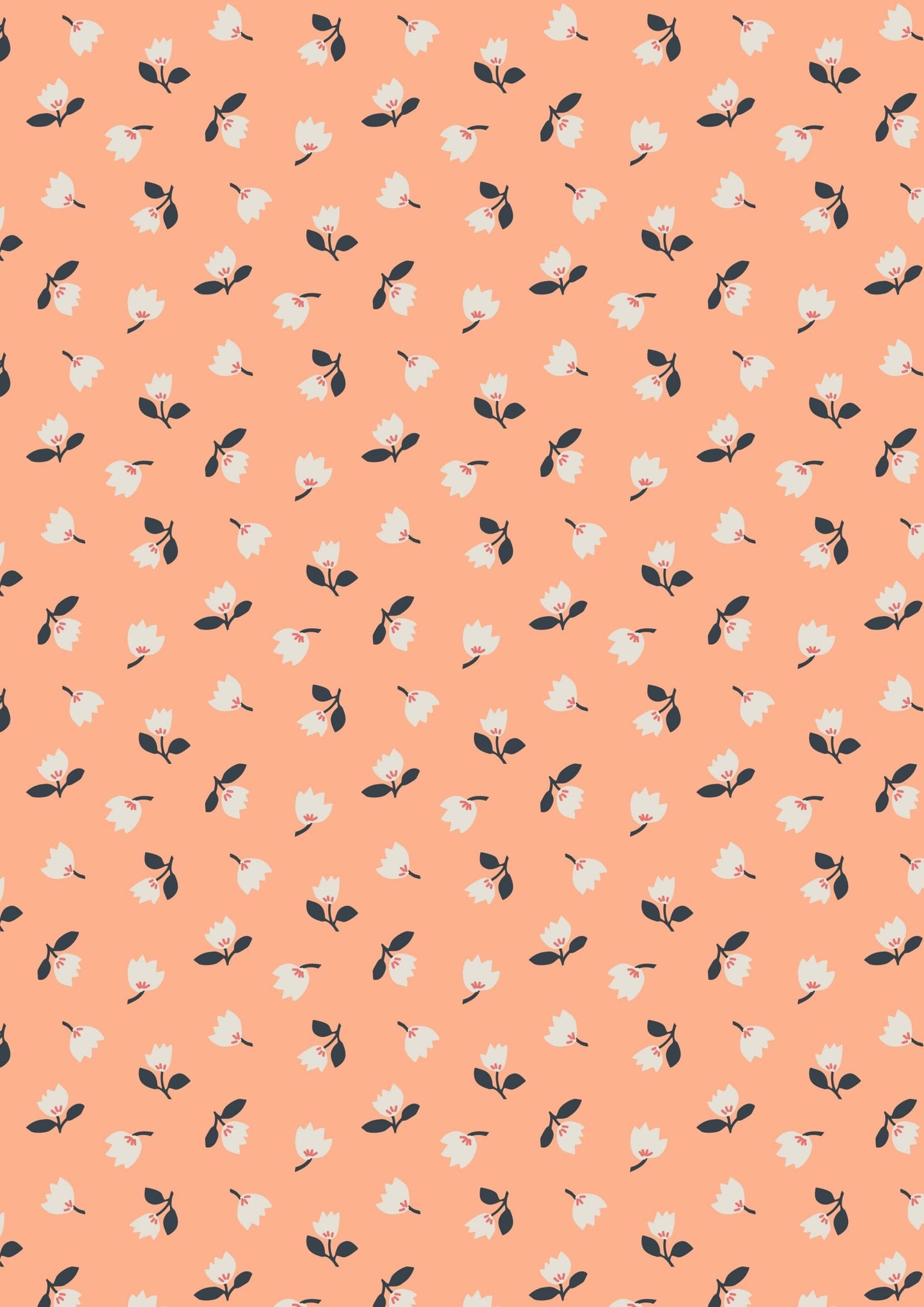 Lewis & Irene Folk Floral Fabric Collection Little Flowers on Peach Premium 100% Cotton Quilt Shop Quality Fabrics