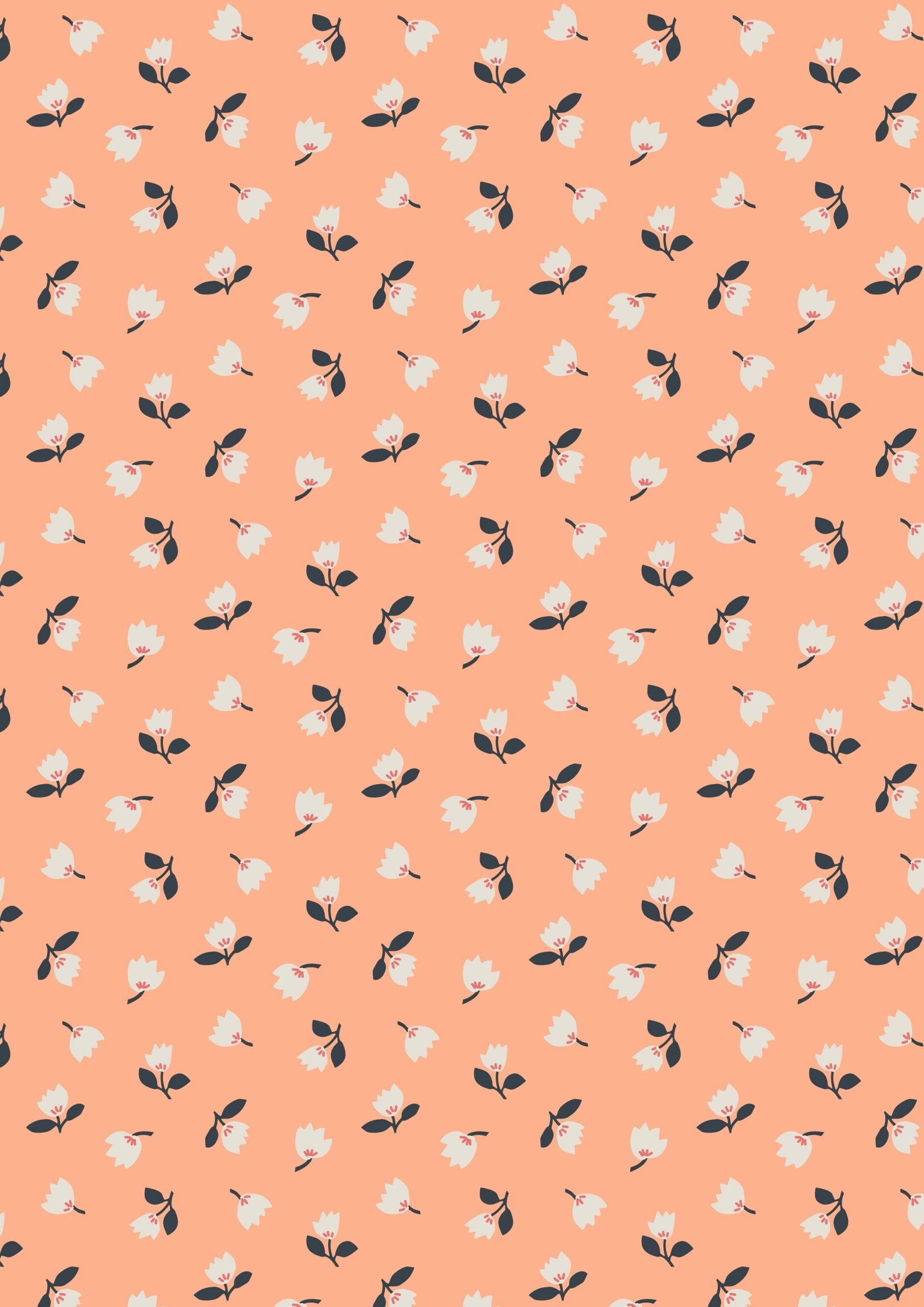 Lewis & Irene Folk Floral Fabric Collection Little Flowers on Peach Premium 100% Cotton Quilt Shop Quality Fabrics