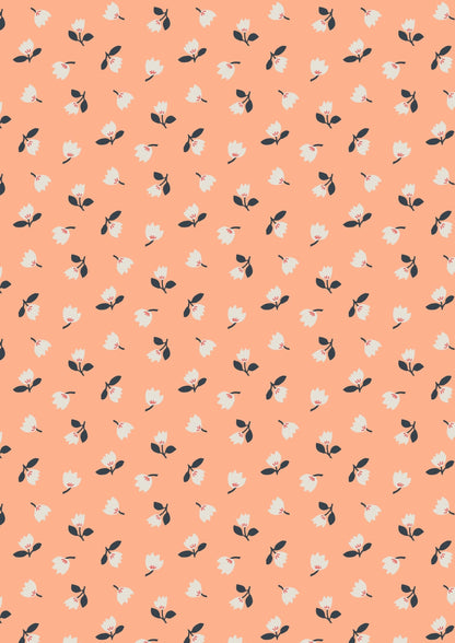 Lewis & Irene Folk Floral Fabric Collection Little Flowers on Peach Premium 100% Cotton Quilt Shop Quality Fabrics