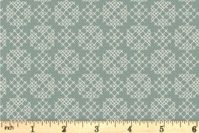 Lewis & Irene Folk Floral Fabric Collection Cross Stitch on Iced Sage Premium 100% Cotton Quilt Shop Quality Fabrics