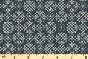 Lewis & Irene Folk Floral Fabric Collection Cross Stitch on Navy Blue Premium 100% Cotton Quilt Shop Quality Fabrics