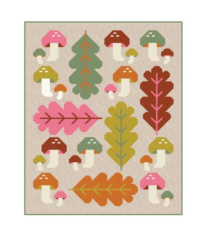 Pen + Paper Patterns Forest Fungi Quilt Pattern - 2 Size Variations Per Pattern (Optional Fineline Glue Tip Applicators)