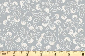 LAST BOLT!! Lewis & Irene Secret Winter Garden Fabric Collection Pearlescent Snowberries on Grey Premium 100% Cotton Fabrics