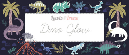 LAST BOLT! Glowing Fabrics Lewis & Irene Dino Glow Fabric Collection Dino Forest on Light Tan Premium 100% Cotton Quilt Shop Quality Fabrics