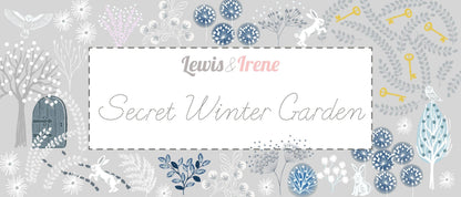 LAST BOLT!! Lewis & Irene Secret Winter Garden Fabric Collection Pearlescent Frosted Garden on Dark Blue Premium 100% Cotton Fabrics