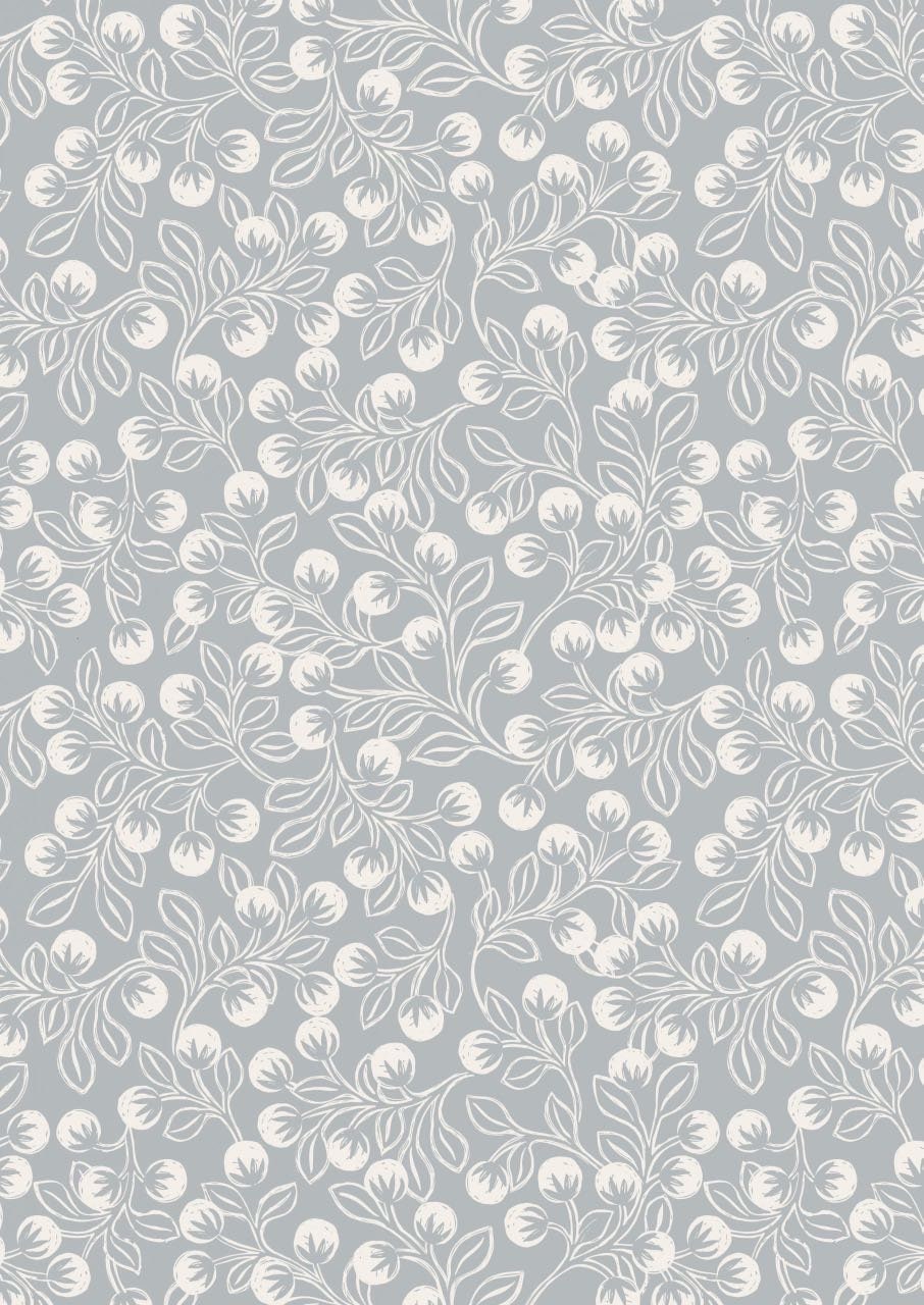 LAST BOLT!! Lewis & Irene Secret Winter Garden Fabric Collection Pearlescent Snowberries on Grey Premium 100% Cotton Fabrics