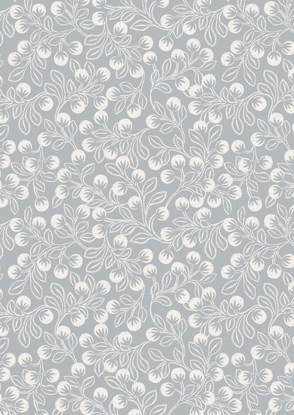 LAST BOLT!! Lewis & Irene Secret Winter Garden Fabric Collection Pearlescent Snowberries on Grey Premium 100% Cotton Fabrics