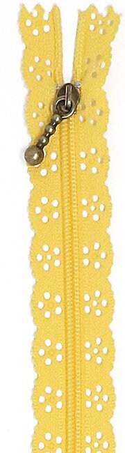 RETIRED!! Kimberbell Kimberbellishments 14" Scalloped Lace Zipper - Yellow