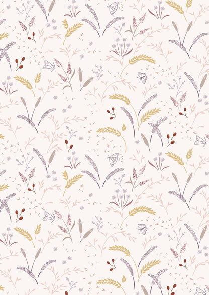 Lewis & Irene Meadowside Fabric Collection Grassfield Gathering on Light Ecru Pink Premium 100% Cotton Quilt Shop Quality Fabrics