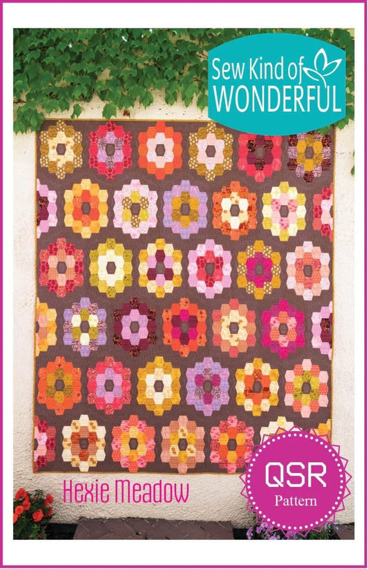 Sew Kind of Wonderful Hexie Meadow Quilt Pattern Finished Size 72"x87"