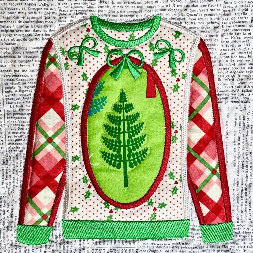 Fabric Confetti & Bruce Allen Designs Ugly Christmas Sweater Quilt Machine Embroidery CD Finished Size: 46"x58" (BONUS SVG Files)