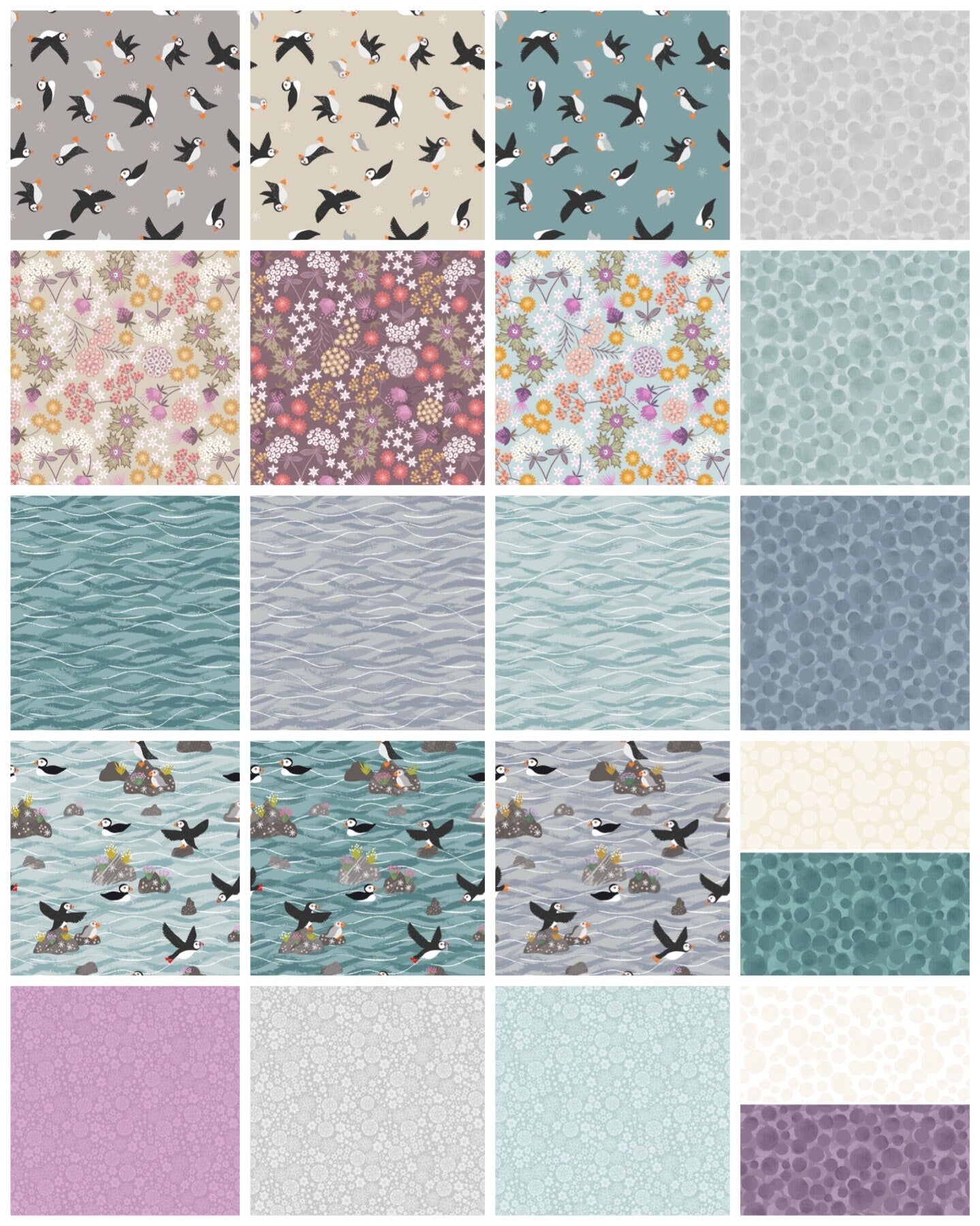 Lewis & Irene Puffin Bay Fabric Collection Puffins on Warm Grey Premium 100% Cotton Quilt Shop Quality Fabrics