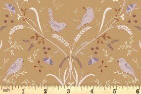 Lewis & Irene Meadowside Fabric Collection Bird By Bird on Mustard Premium 100% Cotton Quilt Shop Quality Fabrics