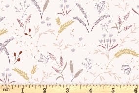 Lewis & Irene Meadowside Fabric Collection Grassfield Gathering on Light Ecru Pink Premium 100% Cotton Quilt Shop Quality Fabrics