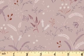 Lewis & Irene Meadowside Fabric Collection Grassfield Gathering on Light Deep Purple Taupe Premium 100% Cotton Quilt Shop Quality Fabrics