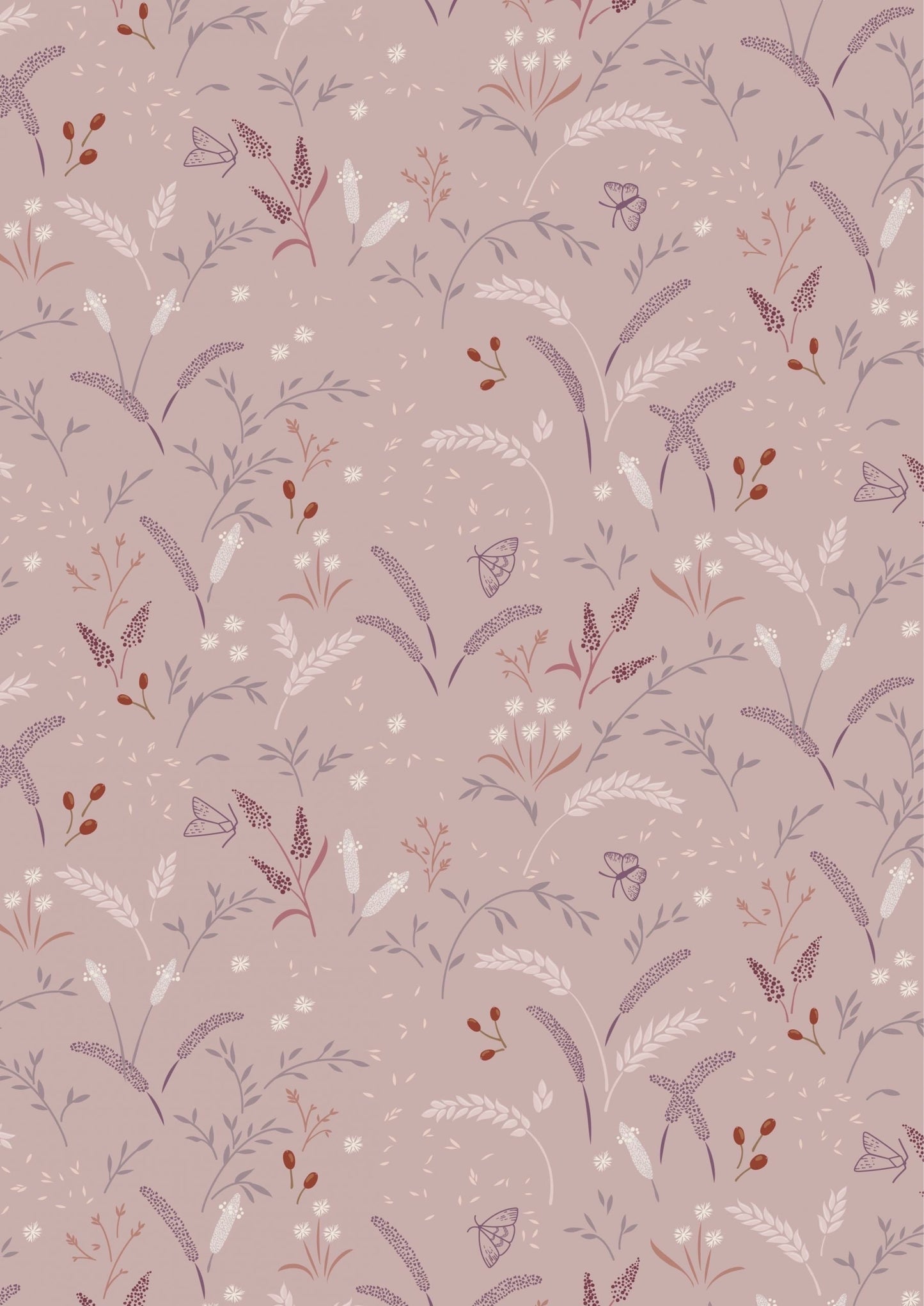 Lewis & Irene Meadowside Fabric Collection Grassfield Gathering on Light Deep Purple Taupe Premium 100% Cotton Quilt Shop Quality Fabrics