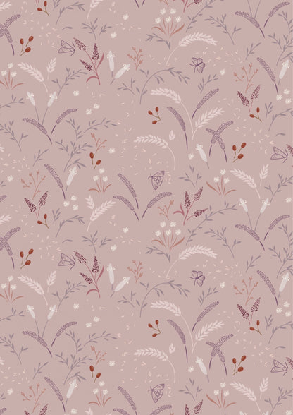 Lewis & Irene Meadowside Fabric Collection Grassfield Gathering on Light Deep Purple Taupe Premium 100% Cotton Quilt Shop Quality Fabrics