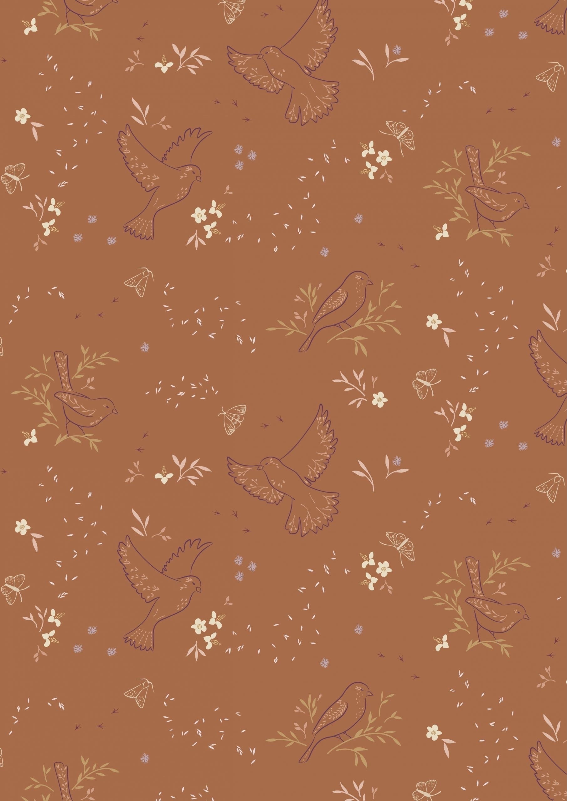 Lewis & Irene Meadowside Fabric Collection Small Seeds on Rusty Orange Premium 100% Cotton Quilt Shop Quality Fabrics