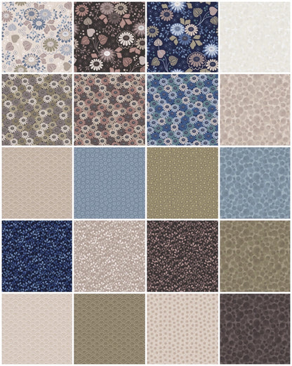 Lewis & Irene Shinrin Yoku Fabric Collection Small Floral on Winter Blue Premium 100% Cotton Quilt Shop Quality Fabrics