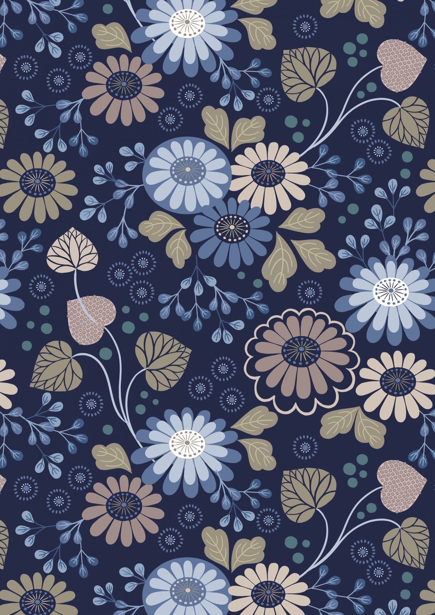 Lewis & Irene Shinrin Yoku Fabric Collection Floral on Indigo Premium 100% Cotton Quilt Shop Quality Fabrics