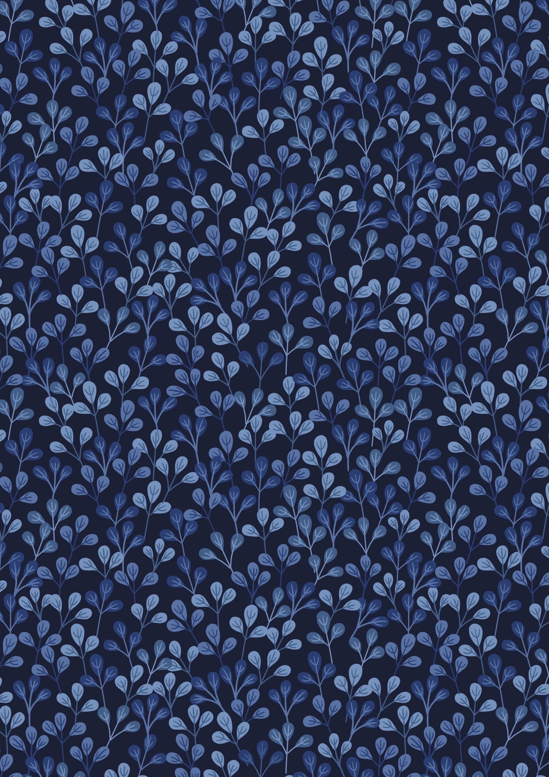 Lewis & Irene Shinrin Yoku Fabric Collection Leaves on Deep Ocean Premium 100% Cotton Quilt Shop Quality Fabrics