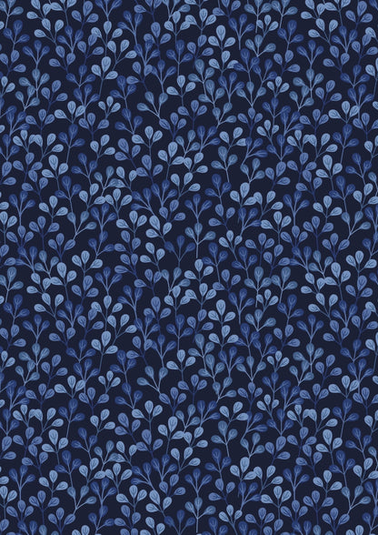 Lewis & Irene Shinrin Yoku Fabric Collection Leaves on Deep Ocean Premium 100% Cotton Quilt Shop Quality Fabrics