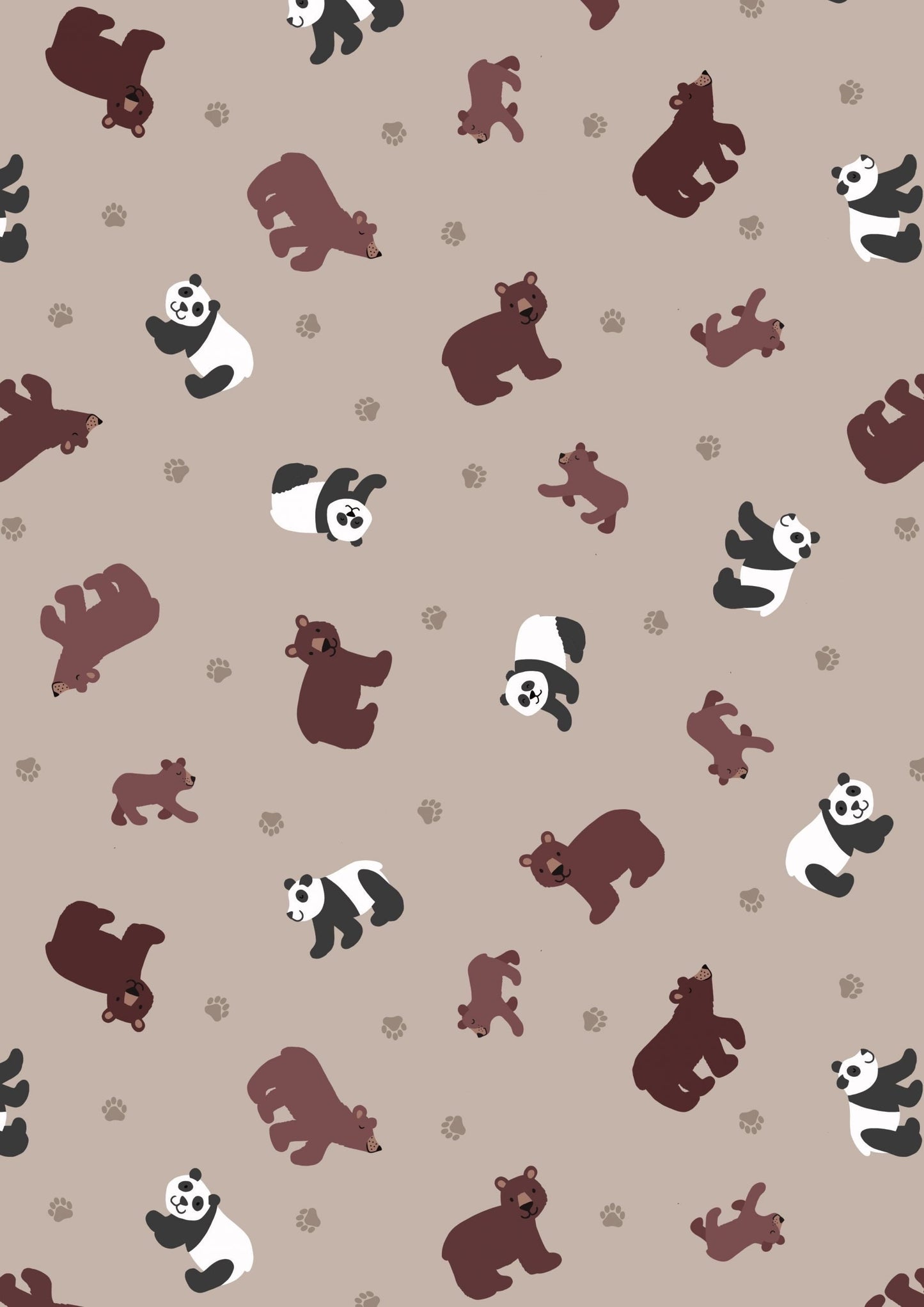 Lewis & Irene Small Things Wild Animals Fabric Collection Pandas and Bears on Light Brown Premium 100% Cotton Quilt Shop Quality Fabrics