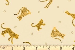 Lewis & Irene Small Things Wild Animals Fabric Collection Leopards and Cheetahs on Light Yellow Premium 100% Cotton Fabrics