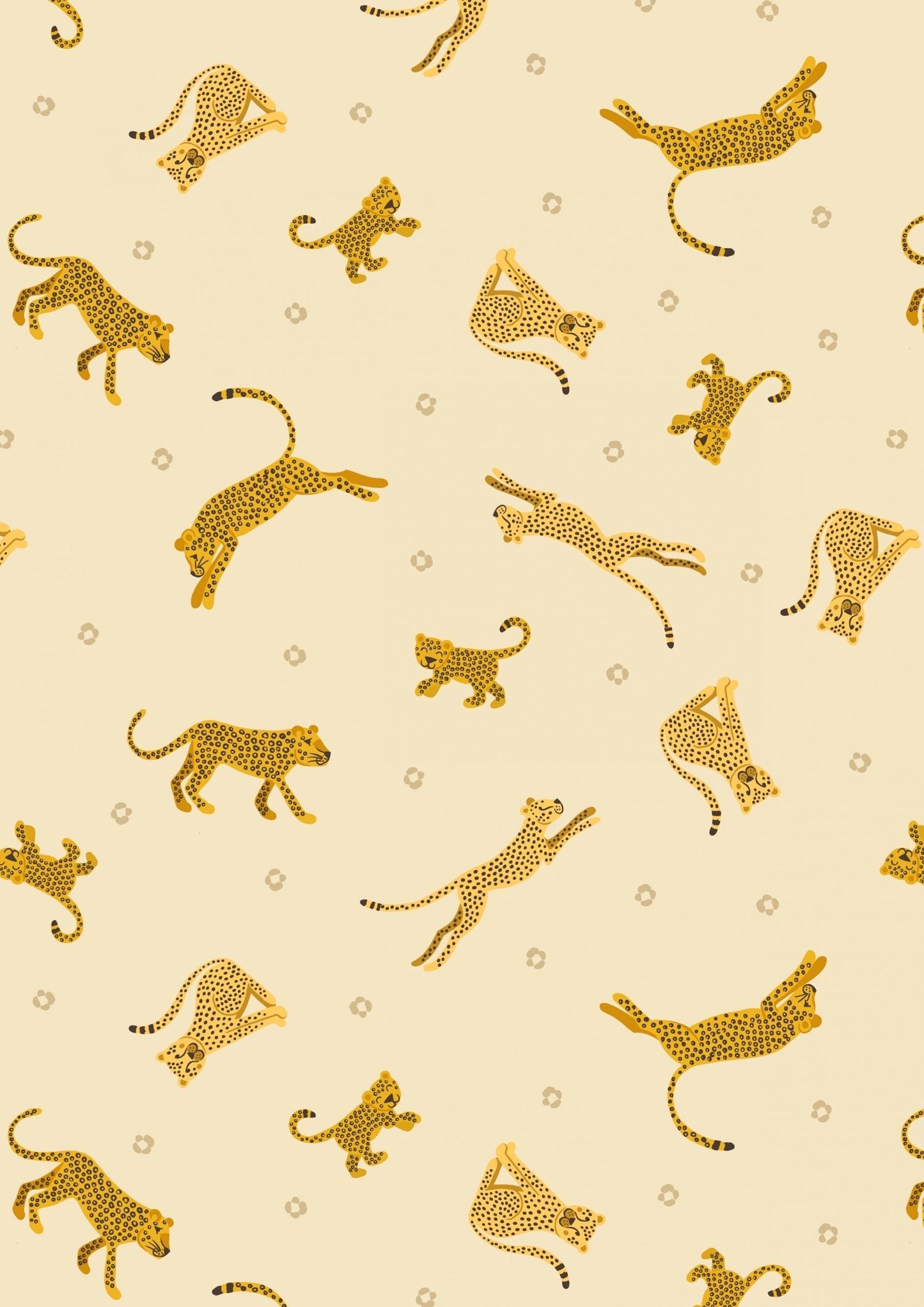 Lewis & Irene Small Things Wild Animals Fabric Collection Leopards and Cheetahs on Light Yellow Premium 100% Cotton Fabrics