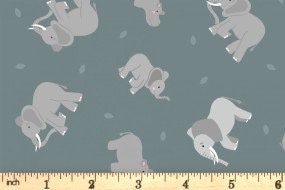 Lewis & Irene Small Things Wild Animals Fabric Collection Elephants and Hippos on Dark Teal Premium 100% Cotton Quilt Shop Quality Fabrics