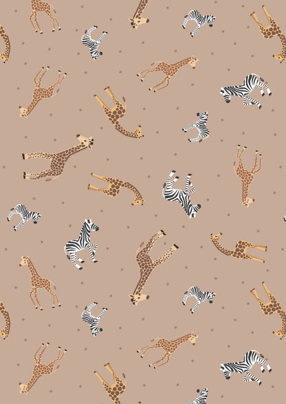 Lewis & Irene Small Things Wild Animals Fabric Collection Giraffes and Zebras on Biscuit Premium 100% Cotton Quilt Shop Quality Fabrics